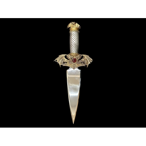 1310 - Fantasy Dagger, Realistically Cast with Dragon and Jewels. Heavy Weight. Approx Length 16 Inches.