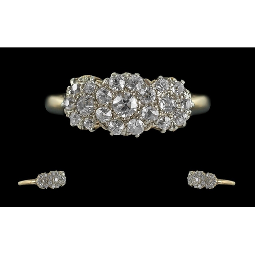 13A - Early 1920's Ladies 18ct Gold Diamond Set Ring.  Hallmark rubbed but marked 18ct to interior of shan... 