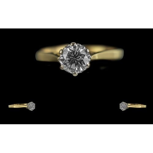 15 - 18ct Gold Excellent Quality Single Stone Diamond Set Ring - Full Hallmark to Interior of Shank. The ... 