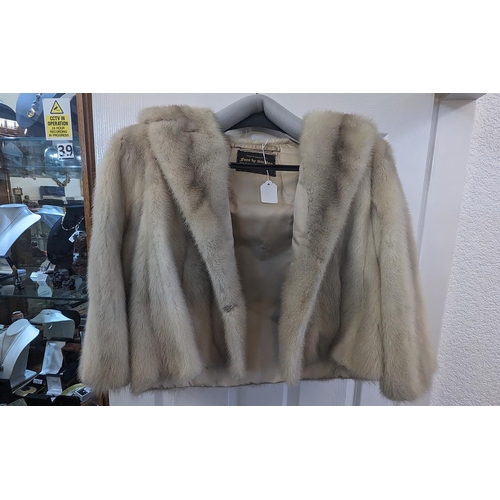 1569 - Ladies Blonde Mink Opera Jacket, made by Furs by Stephen of Blackpool, slit pockets, hook and eye fa... 