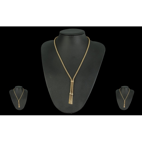 19A - An Excellent Quality 1920's 9ct Gold - Twin Tassel Necklace, Excellent Design with Tassel Drops. Mar... 