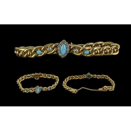 20 - Victorian Period 1837 - 1901 15ct Gold Attractive Opal and Diamond Set Bracelet, Not Marked but Test... 