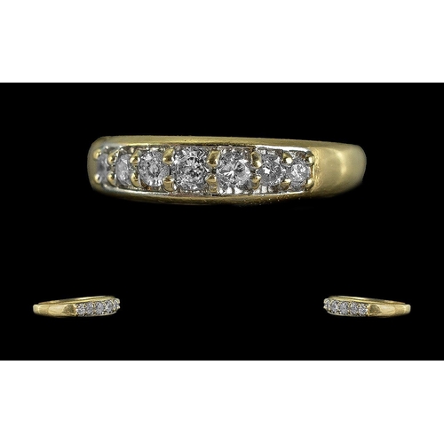 221 - 18ct Gold - Attractive 7 Stone Diamond Set Ring. Full Hallmark to Interior of Shank. The Five Round ... 