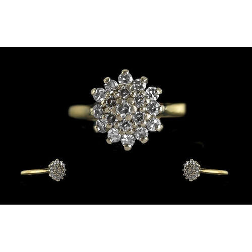 222 - Ladies 18ct Gold Diamond Set Cluster Ring. Full Hallmark to Interior of Shank. The Diamonds of Good ... 