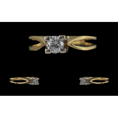 32A - 18ct Gold - Excellent Quality Single Stone Diamond Set Contemporary Ring, Marked 18ct to Shank. The ... 