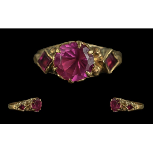 33A - A 22ct Gold Superior Handmade Ruby Set Ring - Of Burmese Ruby Colour. The Shank is Not Marked But Te... 