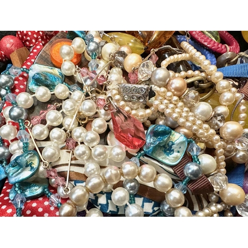 396 - Box of Vintage Costume Jewellery, comprising assorted beads, pearls, necklaces, bracelets, etc.