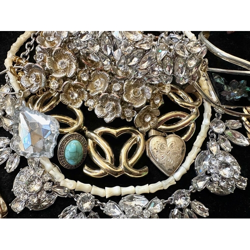 398 - Box of Vintage Costume Jewellery, comprising assorted crystal necklaces and bracelets,  chains, bead... 