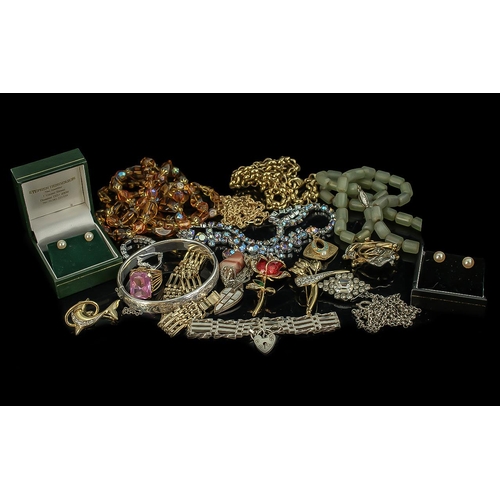 495 - Costume Jewellery - Gold and Silver. Good Collection of Costume to INclude Hallmarked Silver Bangle ... 