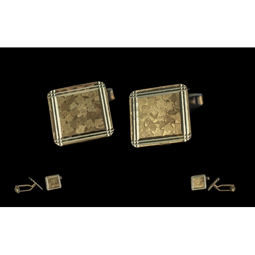 497 - Stylish Gold on Silver Cufflinks. Lovely Pair of Gold on Silver Cufflinks In Original Box.