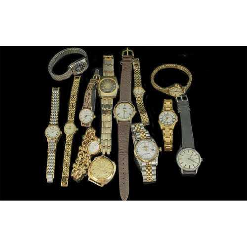 499 - A Collection of Assorted Gents and Ladies Wrist Watches various makes and styles.  Leather and brace... 