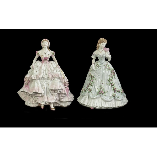 502 - Royal Worcester Pair ( 2 ) of Ltd Edition Porcelain Figures. Comprises 1/ Queen of Hearts, RW 4532. ... 