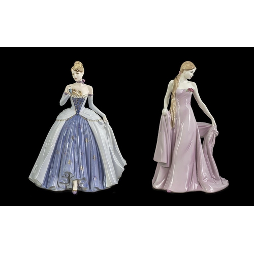 505 - Coalport - Fine Pair of Ltd Edition Hand Painted Porcelain Figures. Comprises 1/ Midnight Masquerade... 