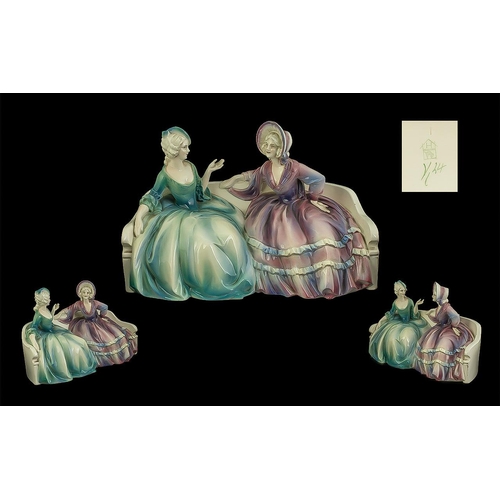 529 - Hertwig and Co Katzhutte Hand Painted Large Porcelain Figure ; Two Ladies Sitting on a Sofa ' Issued... 