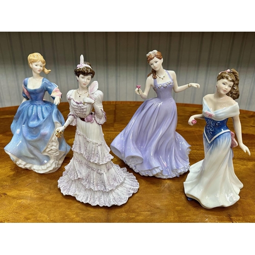 580 - Four Porcelain Figures, Coalport True Love, Coalport Eugenie, Royal Doulton Elizabeth, and Royal Dou... 