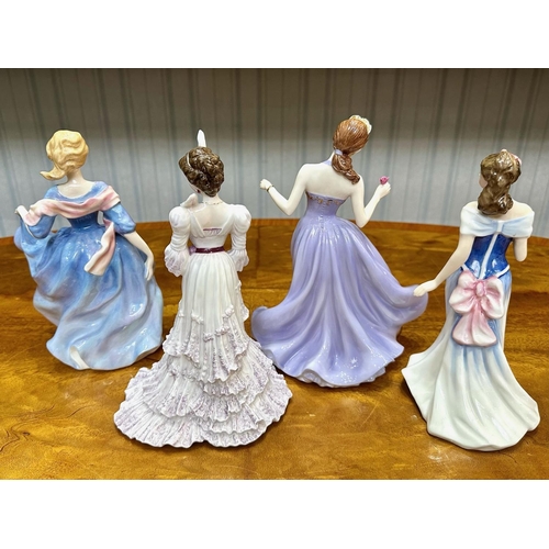 580 - Four Porcelain Figures, Coalport True Love, Coalport Eugenie, Royal Doulton Elizabeth, and Royal Dou... 