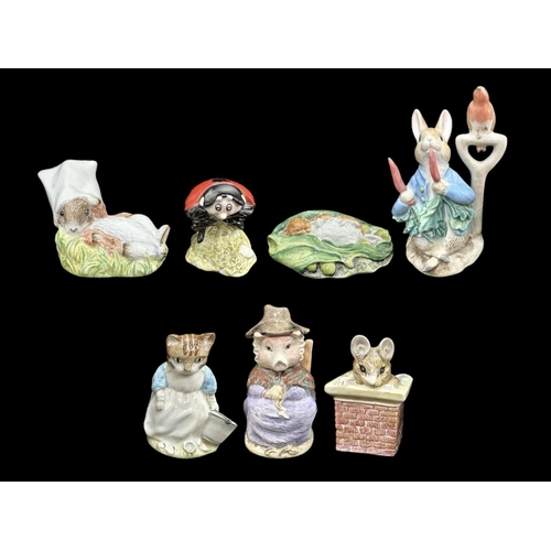 643 - Six Royal Albert Beatrix Potter Figures, comprising Ribby & The Patty Pan, And This Pig Had None, Mo... 