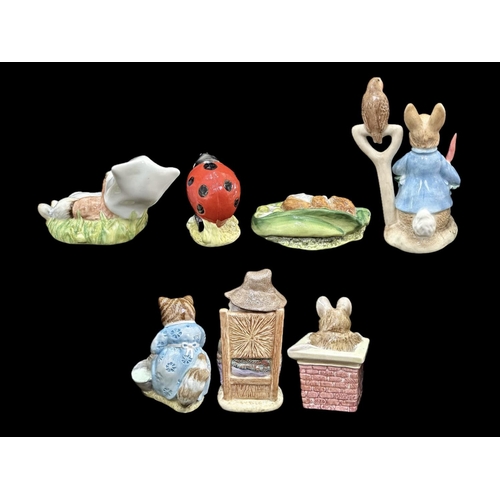 643 - Six Royal Albert Beatrix Potter Figures, comprising Ribby & The Patty Pan, And This Pig Had None, Mo... 