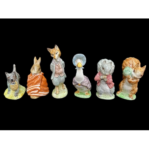 644 - Six Beswick Beatrix Potter Collection Figures, comprising Jemima Puddleduck, John Joiner, Poorly Pet... 