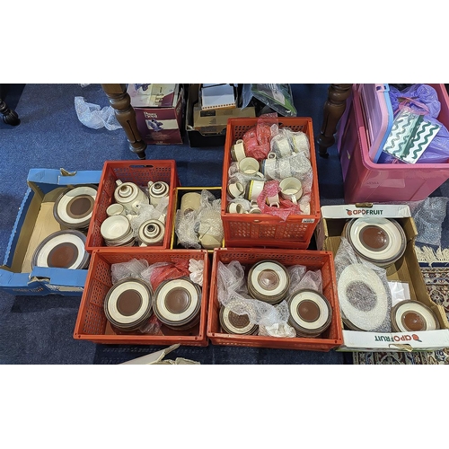 651 - Large Quantity of Assorted Denby Tableware, 'Potters Wheel' Pattern, complete collection of plates o... 