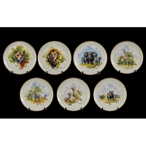 659 - David Shepherd Wall Plates, all depicting wild animals.  Comrpising Rhinoceros, Cheetah, Zebra, The ... 