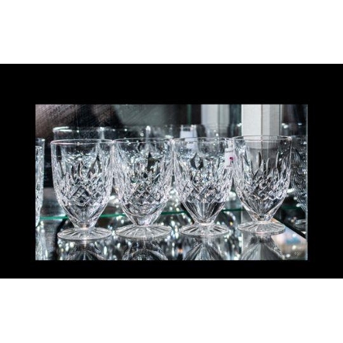 714 - Waterford Signed Set of 4 Cut Crystal Drinking Glasses ' Lisamore ' Design. c1980's.