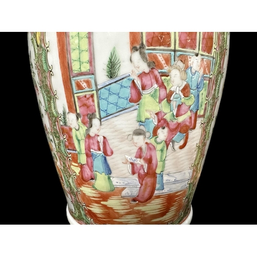 820 - Oriental Canton Vase, applied Salamanders, height 14.5''.