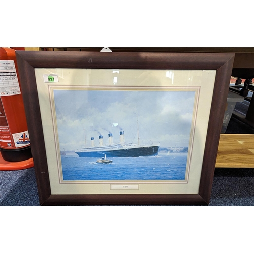 921 - Watercolour of RMS Titanic by Chris Woods, signed bottom right hand side.  Image measures 12'' x 16'... 