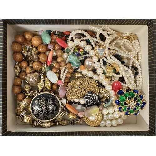 483 - Jewellery Box and Contents. 9ct Gold Stud Earrings, Necklaces, Beads, Rings, Cufflinks etc. Need a G... 