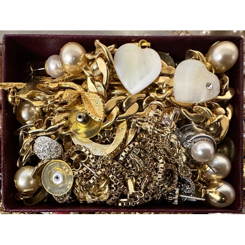 483 - Jewellery Box and Contents. 9ct Gold Stud Earrings, Necklaces, Beads, Rings, Cufflinks etc. Need a G... 