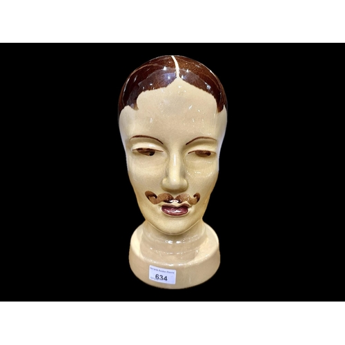 634 - Pottery Head of a Gentleman, made in West Germany, of an elegant 1930's style gentleman with a moust... 