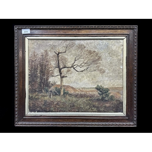 909 - Manner of Jean Baptiste Camille Corot. Barbizon Style Oil Painting on Canvas - Board. Probably late ... 