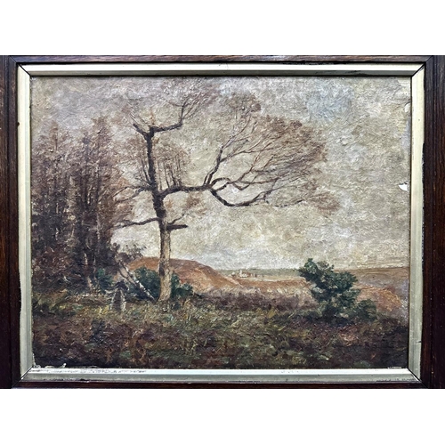 909 - Manner of Jean Baptiste Camille Corot. Barbizon Style Oil Painting on Canvas - Board. Probably late ... 