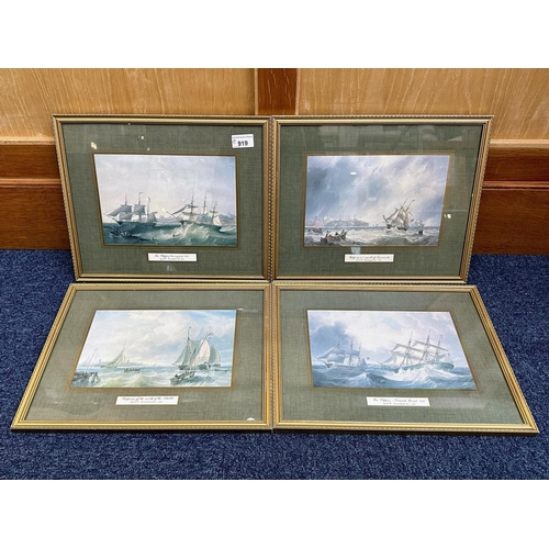 919 - Collection of Four Maritime Prints by J M Carmichael 1800-1868, titled 'Tea Clippers Leaving Port 18... 