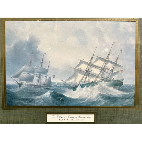 919 - Collection of Four Maritime Prints by J M Carmichael 1800-1868, titled 'Tea Clippers Leaving Port 18... 