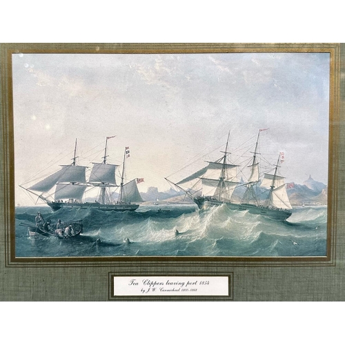 919 - Collection of Four Maritime Prints by J M Carmichael 1800-1868, titled 'Tea Clippers Leaving Port 18... 