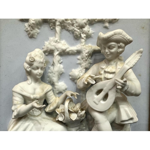 918 - A Pair of Alt Meissen Art Parian high relief plaques, 20th century, depicting classical scenes of co... 