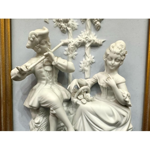 918 - A Pair of Alt Meissen Art Parian high relief plaques, 20th century, depicting classical scenes of co... 