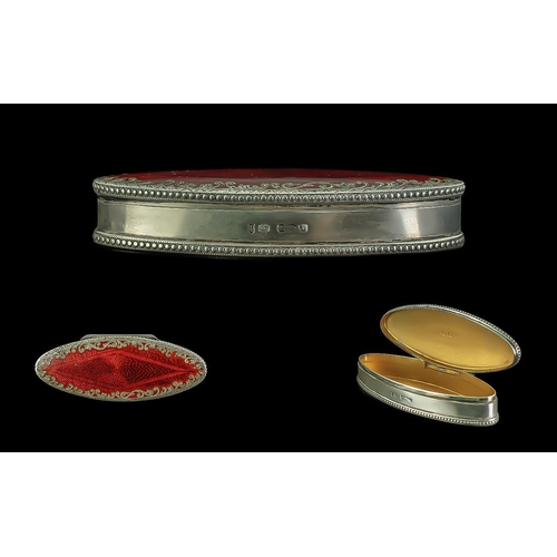 105 - Edwardian Period 1902 - 1910 Superb Sterling Silver & Red Enamel Hinged Box, with exquisite decorati... 