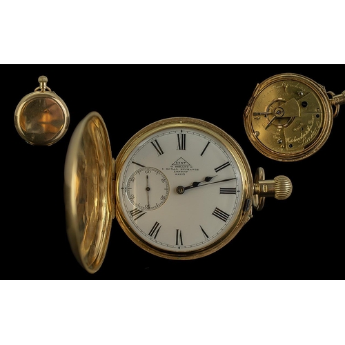 12 - Dent Superb Quality 18ct Gold Full Hunter Pocket Watch English Lever Hallmark London 1896 movement s... 