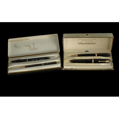 122A - Parker Duofold Boxed 1960's Set comprising fountain pen and propelling pencil in excellent condition... 