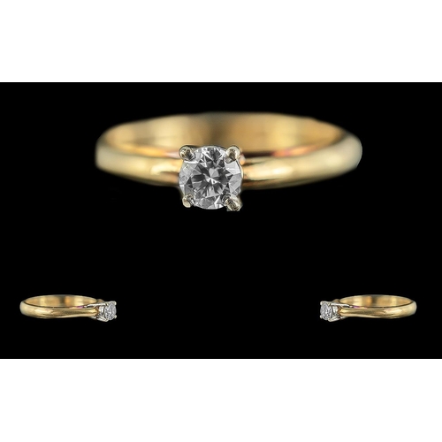 136 - 18ct Gold Pleasing Quality Single Stone Diamond Set Ring. Marked 18ct to Shank. The Round Modern Bri... 