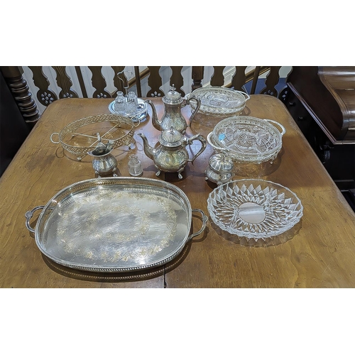 1471 - Large of Silver Plated Ware. Includes Large Carrying Tray, Teapot, Teaset etc. Please See Photo.