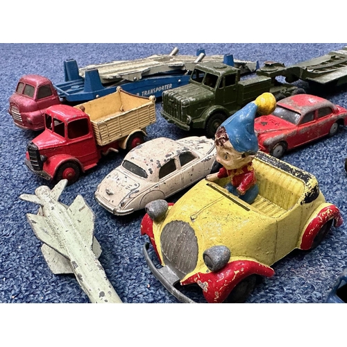 1507 - Box of Vintage Metal Die-cast Vehicles, Includes Noddy, Tanks, Airplanes, Trucks, Tractors etc. Main... 