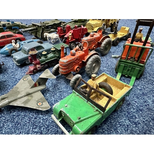 1507 - Box of Vintage Metal Die-cast Vehicles, Includes Noddy, Tanks, Airplanes, Trucks, Tractors etc. Main... 