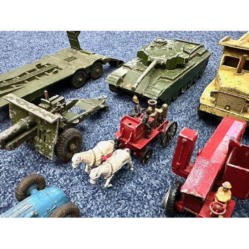 1507 - Box of Vintage Metal Die-cast Vehicles, Includes Noddy, Tanks, Airplanes, Trucks, Tractors etc. Main... 