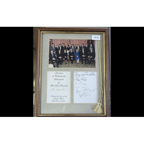 1510 - A Framed Photo of Margaret Thatcher - Signed by Herself & Others. From the Luncheon and Retirement o... 