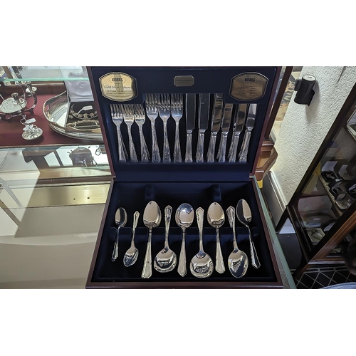 1512 - 44 Piece Viners Canteen of Cutlery - 6 People Service in Presentation Box. 15 Year Guarantee Silver ... 