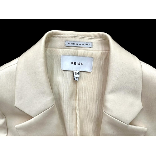 1522 - Cream Reiss Blazer, size UK 4, single breasted, two flap pockets, four pearlised buttons to each cuf... 