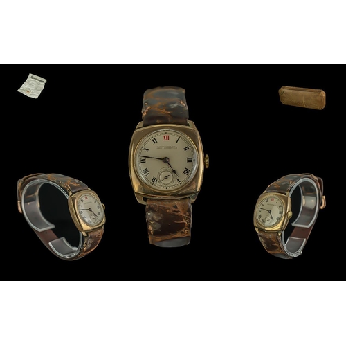 165 - Longines - Gents 1930's 9ct Gold Mechanical Wrist Watch, Date 1934. Ref No 32113. Full Hallmark with... 